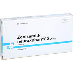 Abbildung: Zonisamid-neuraxpharm 25 mg Tabletten 28 St, Tabletten PZN 18135663