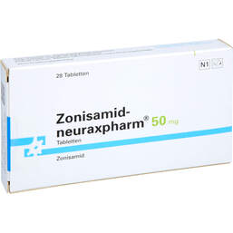 Abbildung: Zonisamid-neuraxpharm 50 mg Tabletten 28 St, Tabletten PZN 18135692