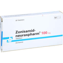 Abbildung: Zonisamid-neuraxpharm 100 mg Tabletten 28 St, Tabletten PZN 18135717