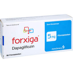 Abbildung: Forxiga 5 mg Filmtabletten 98 St, Filmtabletten PZN 18136154