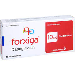 Abbildung: Forxiga 10 mg Filmtabletten 28 St, Filmtabletten PZN 18136160