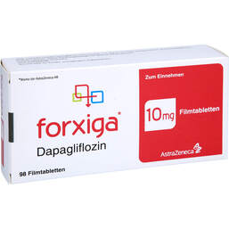 Abbildung: Forxiga 10 mg Filmtabletten 98 St, Filmtabletten PZN 18136177
