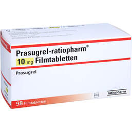 Abbildung: Prasugrel-ratiopharm 10 mg Filmtabletten 98 St, Filmtabletten PZN 18138348
