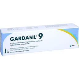 Abbildung: Gardasil 9 Injektionssuspension in einer Fertigspritze 1 St, Injektionssuspension PZN 18138354