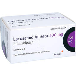 Abbildung: Lacosamid Amarox 100 mg Filmtabletten 168 St, Filmtabletten PZN 18138472