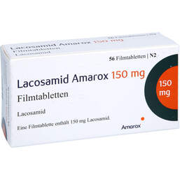 Abbildung: Lacosamid Amarox 150 mg Filmtabletten 56 St, Filmtabletten PZN 18138489