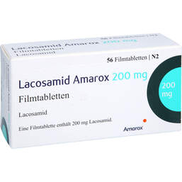 Abbildung: Lacosamid Amarox 200 mg Filmtabletten 56 St, Filmtabletten PZN 18138503