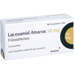 Abbildung: Lacosamid Amarox 50 mg Filmtabletten 56 St, Filmtabletten PZN 18138549