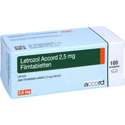 Abbildung: Letrozol Accord 2,5 mg Filmtabletten 100 St, Filmtabletten PZN 18154755