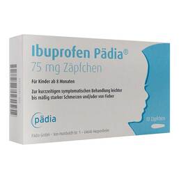 Abbildung: Ibuprofen Pädia 75 mg Zäpfchen 10 St, Suppositorien PZN 18157334