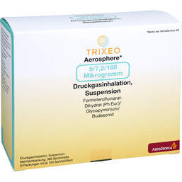 Abbildung: Trixeo Aerosphere 5 / 7,2 / 160µg Druckgasinh.120ED 3 St, Dosieraerosol PZN 18159209