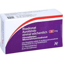 Abbildung: Risedronat Aurobindo 1xwöchentlich 35 mg Filmtabletten  12 St, Filmtabletten PZN 18165078