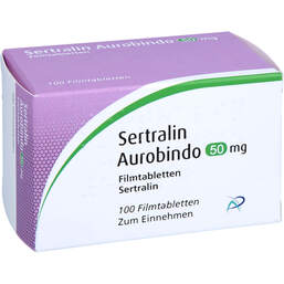 Abbildung: Sertralin Aurobindo 50 mg Filmtabletten 100 St, Filmtabletten PZN 18165084