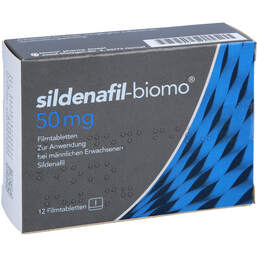 Abbildung: Sildenafil-biomo 50 mg Filmtabletten 12 St, Filmtabletten PZN 18175272