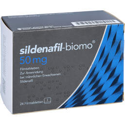 Abbildung: Sildenafil-biomo 50 mg Filmtabletten 24 St, Filmtabletten PZN 18175289