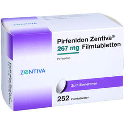 Abbildung: Pirfenidon Zentiva 267 mg Filmtabletten 252 St, Filmtabletten PZN 18190544