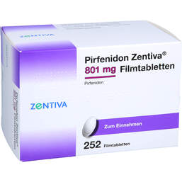 Abbildung: Pirfenidon Zentiva 801 mg Filmtabletten 252 St, Filmtabletten PZN 18190567