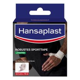 Abbildung: Hansaplast robustes Sporttape 2,5 cmx10 m weiß 1 St, Bandage PZN 18190797