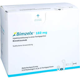 Abbildung: Bimzelx 160 mg Injektionslösung in Fertigspritze 3X1 St, Injektionslösung PZN 18193235
