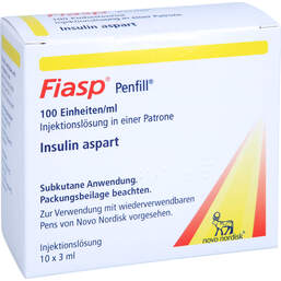 Abbildung: Fiasp 100 E / ml Penfill Injektionslösung in Patrone 10X3 ml, Zylinderampullen PZN 18197871