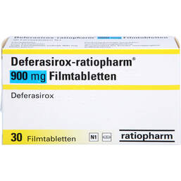 Abbildung: Deferasirox-ratiopharm 900 mg Filmtabletten 30 St, Filmtabletten PZN 18200018