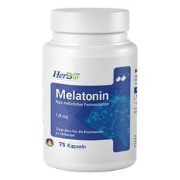 Abbildung: Melatonin 1 mg Kapseln 75 St, Kapseln PZN 18203583