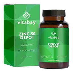 Abbildung: Zink 50 Depot Zinkgluconat vegan hochdosiert Tabletten  250 St, Tabletten PZN 18209812