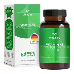 Abbildung: Vitamin K2 200 µg MK-7 vegan Tabletten 240 St, Tabletten PZN 18210146