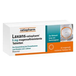 Abbildung: Laxans-ratiopharm® 5 mg magensaftresistent Tabletten 30 St, Tabletten magensaftresistent PZN 18214718