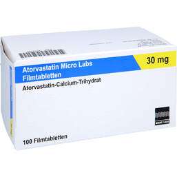 Abbildung: Atorvastatin Micro Labs 30 mg Filmtabletten 100 St, Filmtabletten PZN 18214782