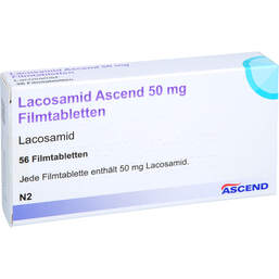 Abbildung: Lacosamid Ascend 50 mg Filmtabletten 56 St, Filmtabletten PZN 18218544