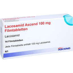 Abbildung: Lacosamid Ascend 100 mg Filmtabletten 14 St, Filmtabletten PZN 18218567