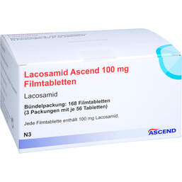 Abbildung: Lacosamid Ascend 100 mg Filmtabletten 168 St, Filmtabletten PZN 18218604