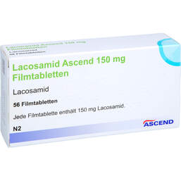 Abbildung: Lacosamid Ascend 150 mg Filmtabletten 56 St, Filmtabletten PZN 18218610