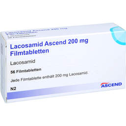 Abbildung: Lacosamid Ascend 200 mg Filmtabletten 56 St, Filmtabletten PZN 18218656