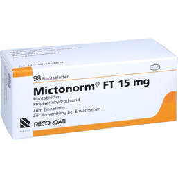 Abbildung: Mictonorm FT 15 mg Filmtabletten 98 St, Filmtabletten PZN 18220334