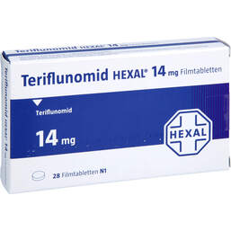 Abbildung: Teriflunomid Hexal 14 mg Filmtabletten 28 St, Filmtabletten PZN 18229401