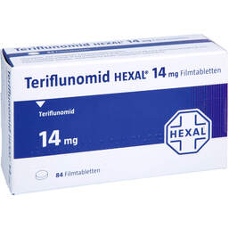 Abbildung: Teriflunomid Hexal 14 mg Filmtabletten 84 St, Filmtabletten PZN 18229418