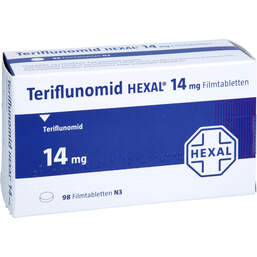 Abbildung: Teriflunomid Hexal 14 mg Filmtabletten 98 St, Filmtabletten PZN 18229430