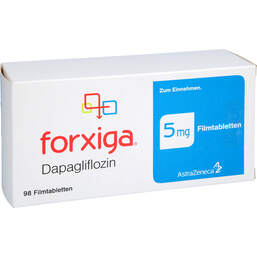 Abbildung: Forxiga 5 mg Filmtabletten 98 St, Filmtabletten PZN 18232834