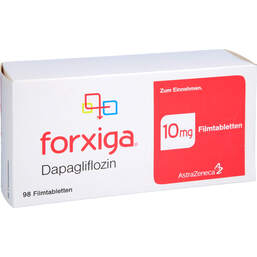 Abbildung: Forxiga 10 mg Filmtabletten 98 St, Filmtabletten PZN 18232857