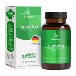 Abbildung: Vitamin K2 100 µg MK-7 vegan Tabletten 120 St, Tabletten PZN 18237518