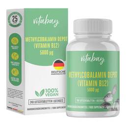 Abbildung: Vitamin B12 Depot 5000 µg Methylcobalam.vegan Lut. 240 St, Lutschtabletten PZN 18237932