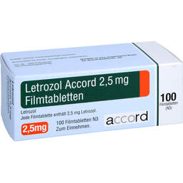 Abbildung: Letrozol Accord 2,5 mg Filmtabletten 100 St, Filmtabletten PZN 18239411