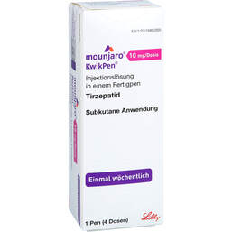 Abbildung: Mounjaro 10 mg / Dosis Kwikpen Injektionslösung Fertigpen 1 St, Injektionslösung PZN 18241187