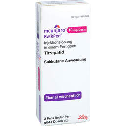 Abbildung: Mounjaro 10 mg / Dosis Kwikpen Injektionslösung Fertigpen 3 St, Injektionslösung PZN 18241193