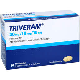 Abbildung: Triveram 20 mg / 10 mg / 10 mg Filmtabletten 90 St, Filmtabletten PZN 18245340