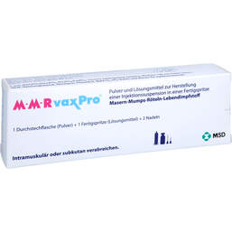 Abbildung: Mmr Vaxpro Fertigspritze mit Kanüle 0.5 ml, Pulver und Lösungsmittel zur Herstellung einer Injektionssuspension PZN 18248108
