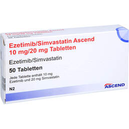 Abbildung: Ezetimib / Simvastatin Ascend 10 mg / 20 mg Tabletten 50 St, Tabletten PZN 18257337