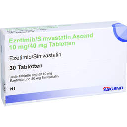Abbildung: Ezetimib / Simvastatin Ascend 10 mg / 40 mg Tabletten 30 St, Tabletten PZN 18257372